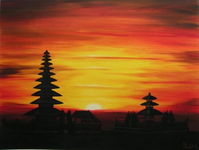 Painting titled "Temples" by Chrystel Mialet, Original Artwork
