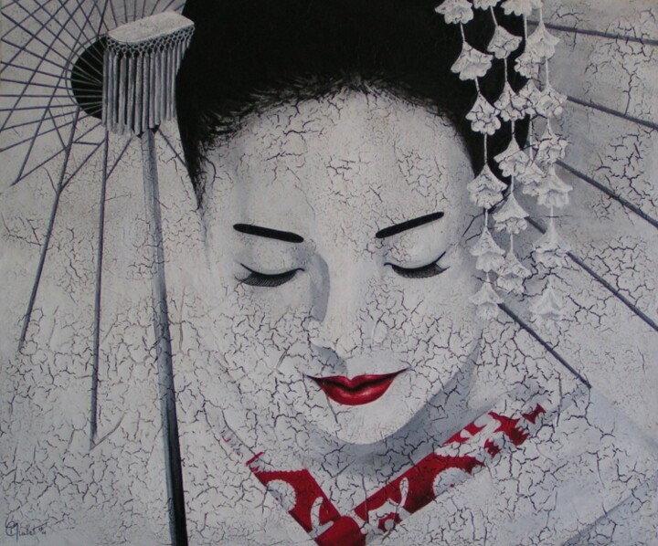 Schilderij getiteld "sayuri - zhang ziyi" door Chrystel Mialet, Origineel Kunstwerk