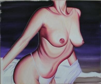 Peinture intitulée "nu drapé" par Chrystel Mialet, Œuvre d'art originale