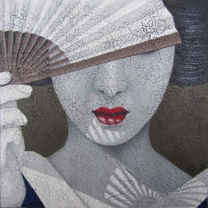 Pittura intitolato "Geisha entre ombre…" da Chrystel Mialet, Opera d'arte originale