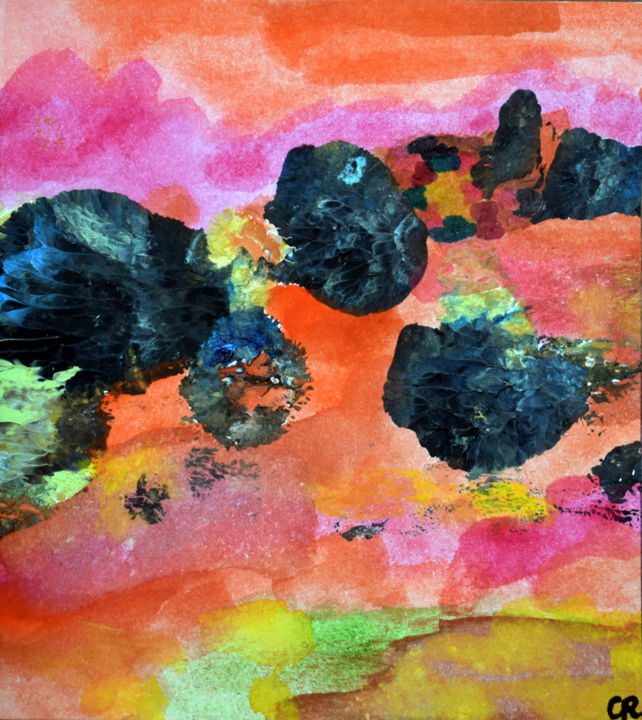 Peinture intitulée "Rochers de l'EST" par Chrystelle Ragot, Œuvre d'art originale, Autre