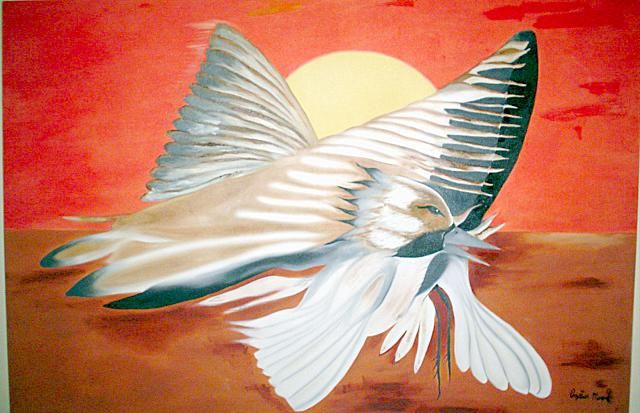 Painting titled "Pássaro em lento" by Chrystian Marques, Original Artwork