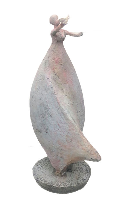 Escultura titulada "Vole !... Le petit…" por Chu Jen Teng, Obra de arte original, Papel