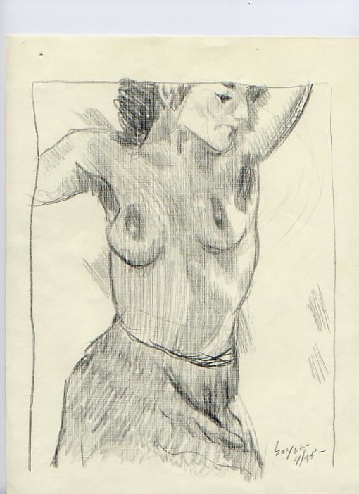 Disegno intitolato "S Figure Study 5" da Cboy Charles Boyer, Opera d'arte originale