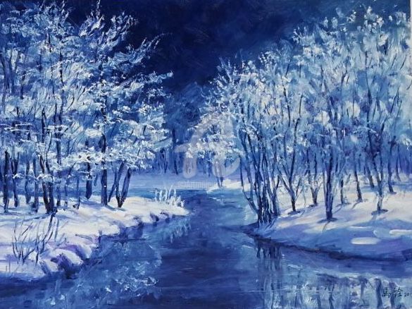 Schilderij getiteld "4 Seasons 4/4" door Chuen Ma, Origineel Kunstwerk