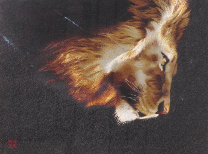 Estampas & grabados titulada "Lion" por Chunfang Lu, Obra de arte original, Otro