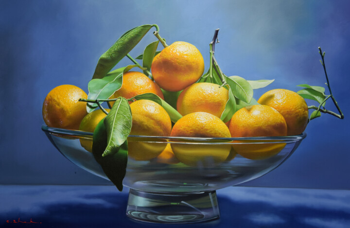 Painting titled "Clementine" by Chung Yau Shek, Original Artwork, Oil Mounted on Wood Stretcher frame