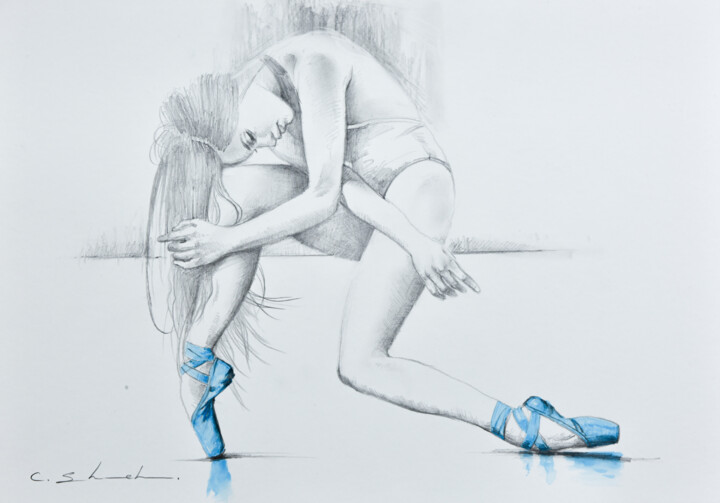 Рисунок под названием "Ballerina Drawing 8" - Chung Yau Shek, Подлинное произведение искусства, Карандаш