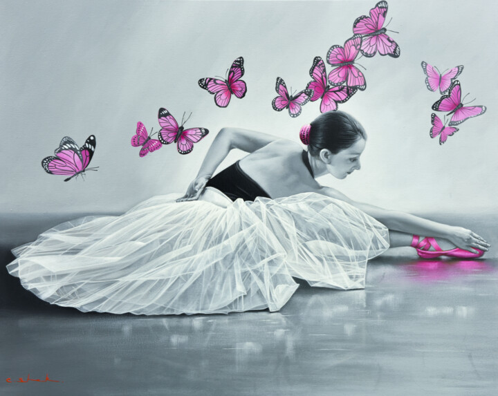Painting titled "Ballerina" by Chung Yau Shek, Original Artwork, Oil