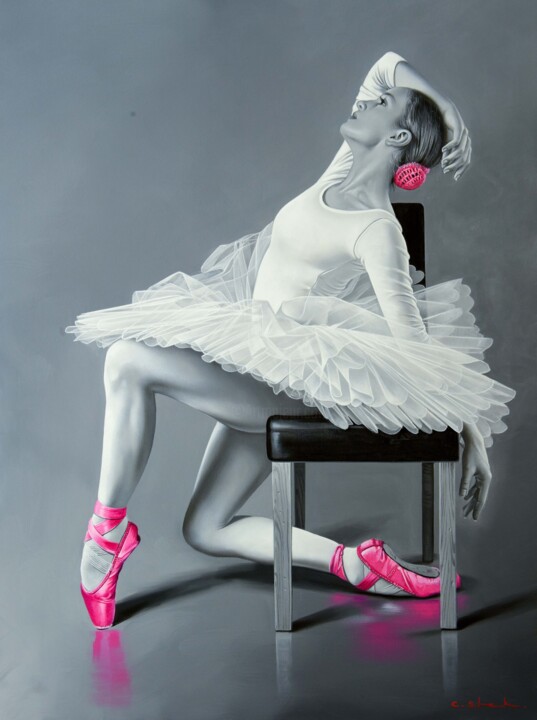 Peinture intitulée "Ballerina - Gracefu…" par Chung Yau Shek, Œuvre d'art originale, Huile Monté sur Châssis en bois
