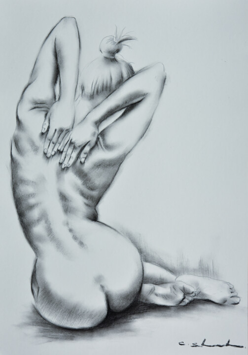 图画 标题为“Female Drawing 6” 由Chung Yau Shek, 原创艺术品, 木炭