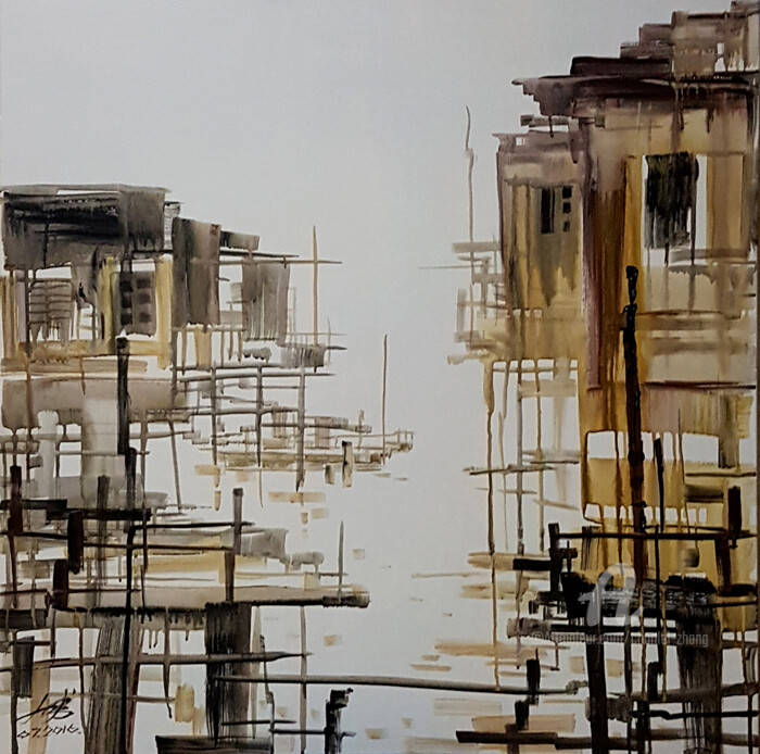 Painting titled "After Rain  雨后" by Chunlei Zhang, Original Artwork