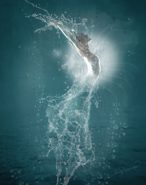 Digitale Kunst mit dem Titel "Water Dancer" von Cherry'S Artworks, Original-Kunstwerk, 2D digitale Arbeit