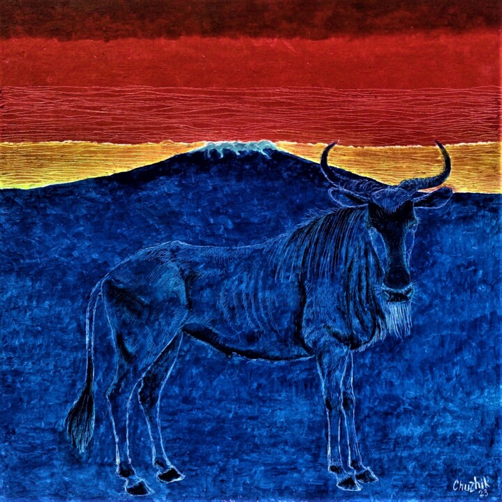 Ζωγραφική με τίτλο "Килиманжаро. Закат ." από Chuzhik, Αυθεντικά έργα τέχνης, Λάδι