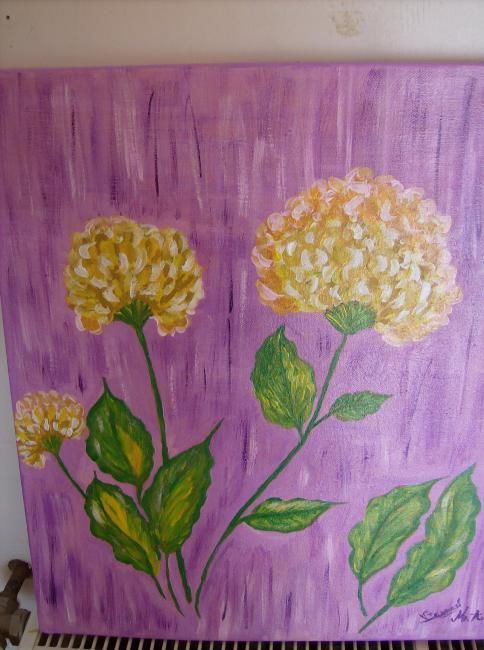 Painting titled "FLEUR DES CHAMP" by Loulou, Original Artwork, Oil