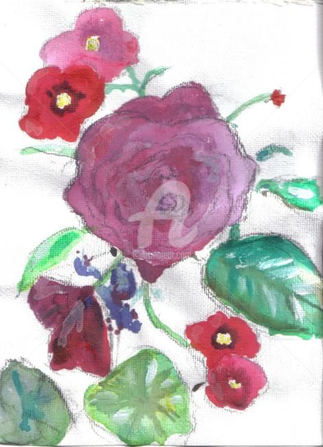 Картина под названием "Rose" - Macthreinir, Подлинное произведение искусства