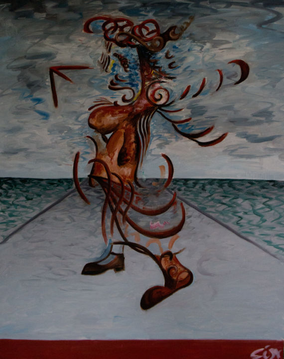 Painting titled "The Dance" by Ciarán Ó Néill, Original Artwork, Oil Mounted on Wood Stretcher frame