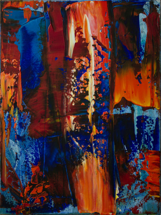 Painting titled "Blue Orange" by Ciccio Montalbano, Original Artwork, Acrylic