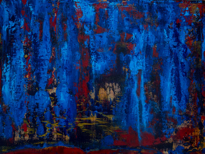 Painting titled "Blue Red" by Ciccio Montalbano, Original Artwork, Acrylic
