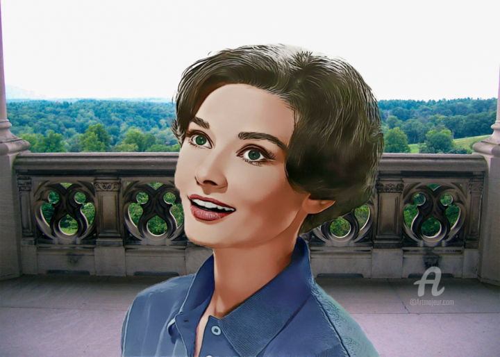 Digital Arts titled "Audrey Hepburn na v…" by Ciezar, Original Artwork, Digital Painting