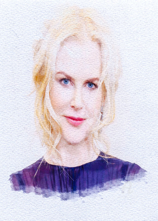 Digital Arts titled "Nicole Kidman" by Ciezar, Original Artwork, Digital Painting