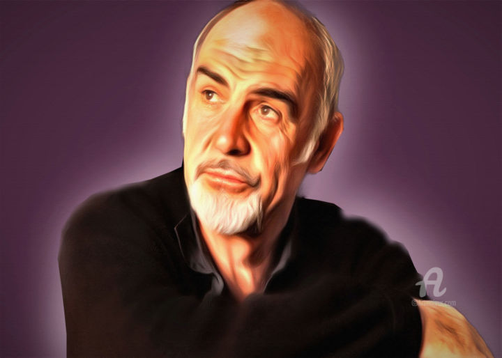 Digital Arts titled "Sean Connery 2" by Ciezar, Original Artwork, Digital Painting