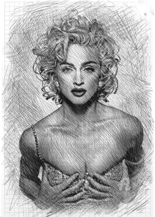Digital Arts titled "Madonna rabiscada" by Ciezar, Original Artwork, Digital Painting