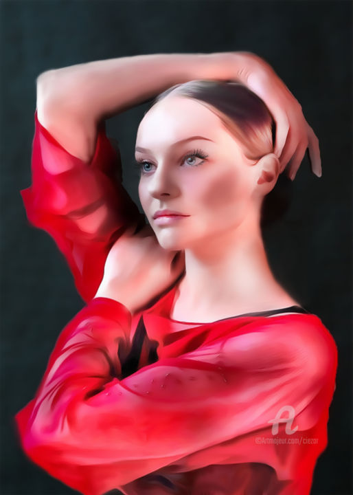 Arts numériques intitulée "Evelline" par Ciezar, Œuvre d'art originale, Peinture numérique
