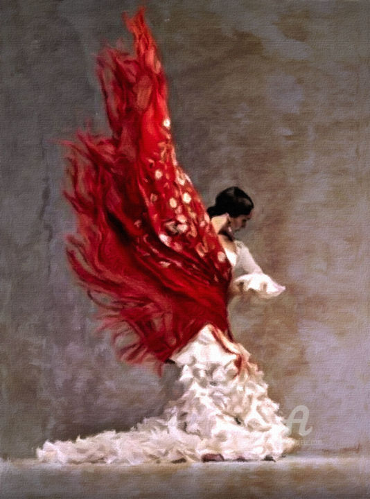 Digitale Kunst mit dem Titel "Flamenco" von Ciezar, Original-Kunstwerk, Digitale Malerei