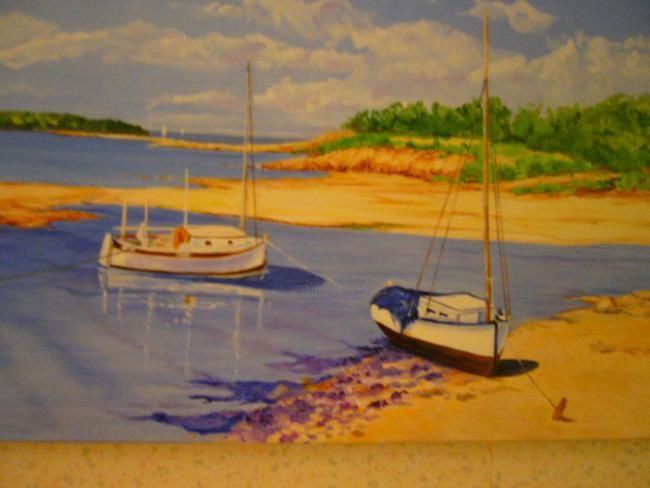 Peinture intitulée "au bord de mer" par Suzon Pubellier, Œuvre d'art originale