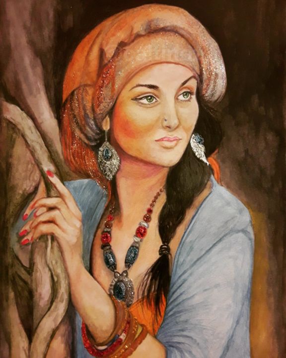 Painting titled "Waiting for you" by Yagmurca, Original Artwork, Gouache