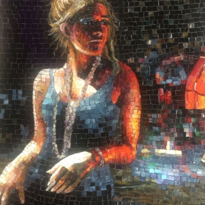 "Bardaki kız" başlıklı Tablo Cihan Onurlu tarafından, Orijinal sanat, Mozaik Ahşap Sedye çerçevesi üzerine monte edilmiş