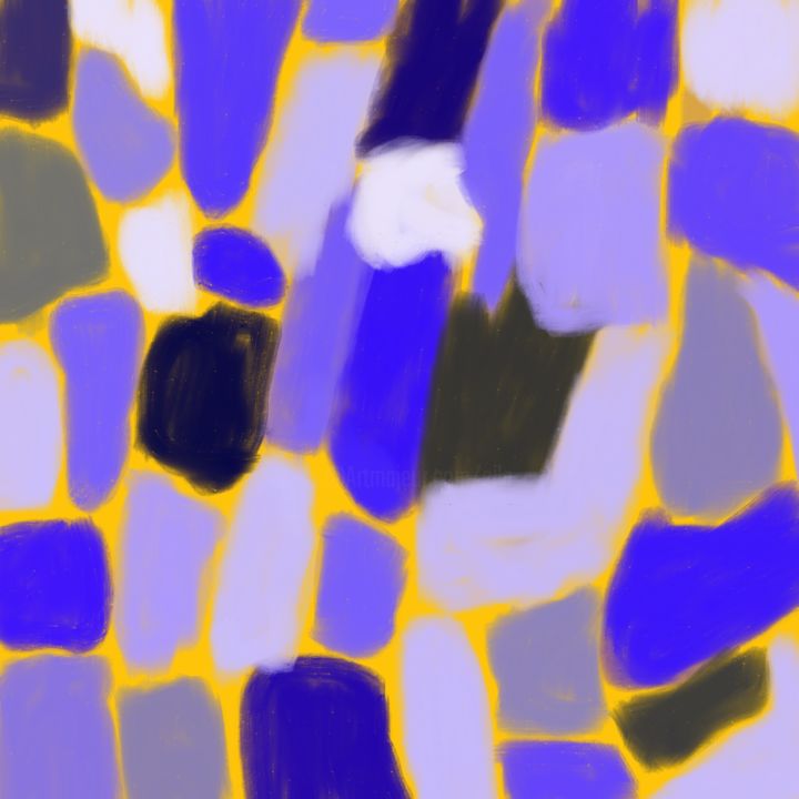 Digital Arts titled "Blue Rocks" by Cila, Original Artwork, Digital Painting