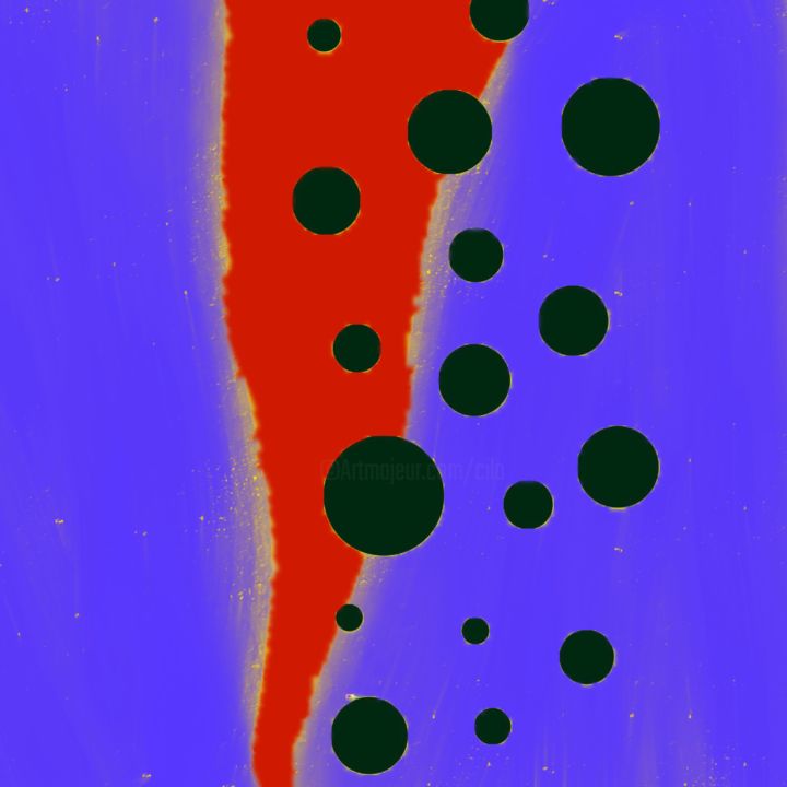 Digital Arts με τίτλο "Black Dots - Red" από Cila, Αυθεντικά έργα τέχνης, Ψηφιακή ζωγραφική