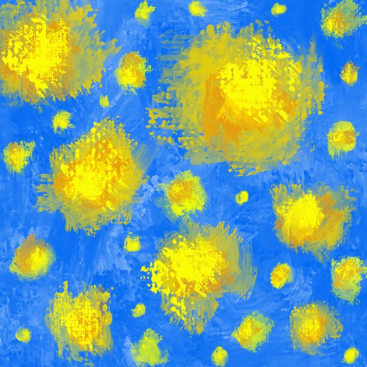 Digital Arts titled "Suns and Stars" by Cila, Original Artwork, Digital Painting