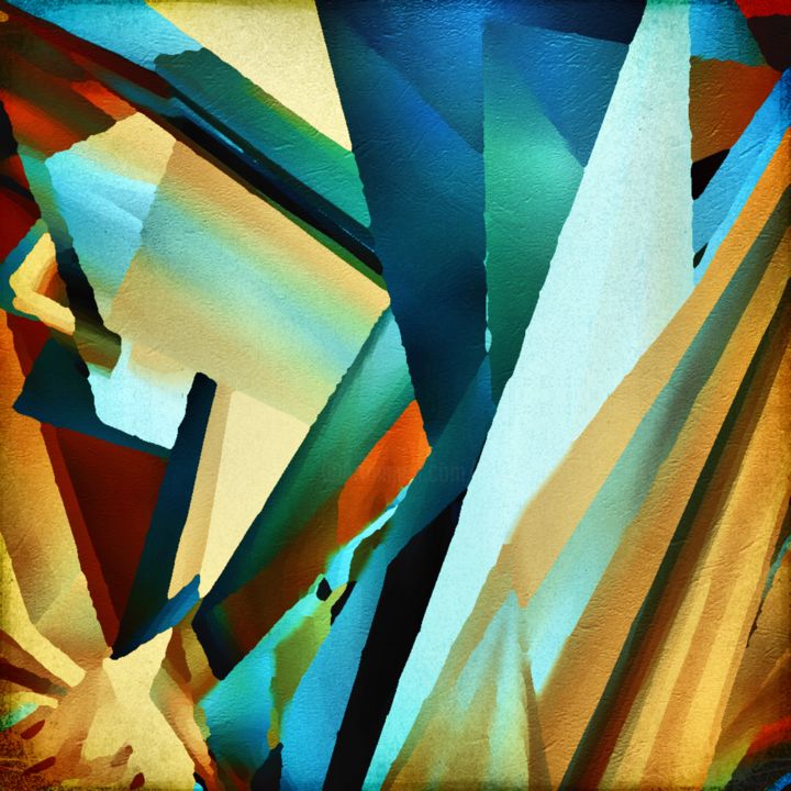 Arts numériques intitulée "Palm Tree at Night" par Cila, Œuvre d'art originale, Peinture numérique