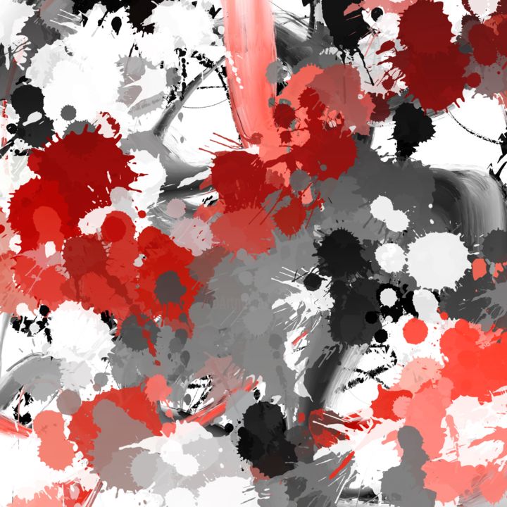 Digital Arts titled "Joyful Mix of Red a…" by Cila, Original Artwork, Digital Painting
