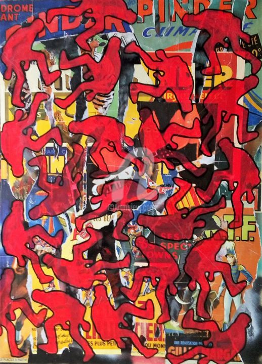 Schilderij getiteld ""L'homme qui marche…" door Phil Cincinati, Origineel Kunstwerk