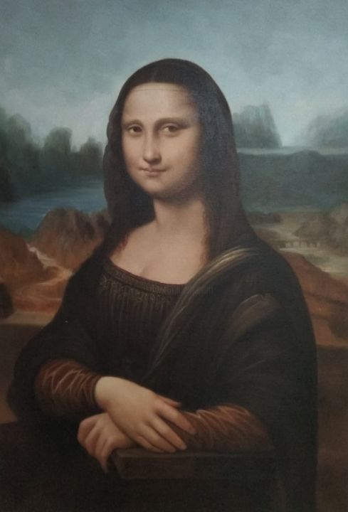 Peinture intitulée "tableau mona lisa" par Cindy Lefevre, Œuvre d'art originale, Huile
