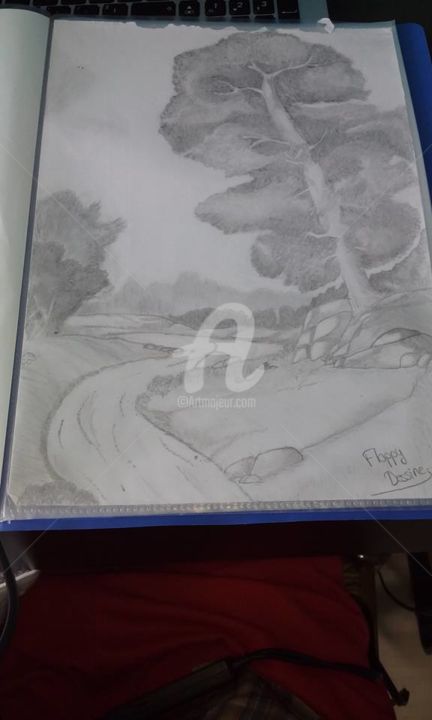 Drawing titled "Paysage" by Floppy Dessine, Original Artwork