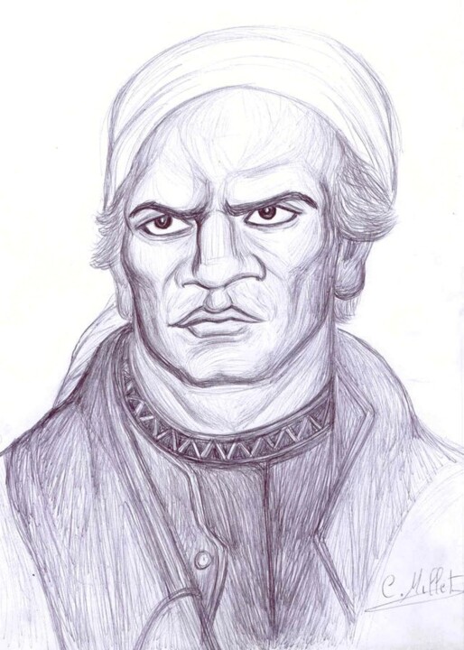 Disegno intitolato "Portrait de Jose Ma…" da Cindy Millet, Opera d'arte originale, Biro