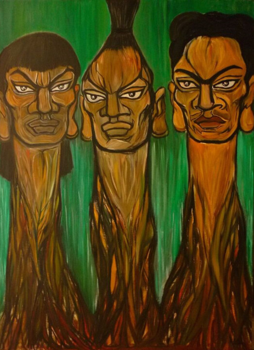 Painting titled "Racines / Roots." by Cindy Millet, Original Artwork, Oil