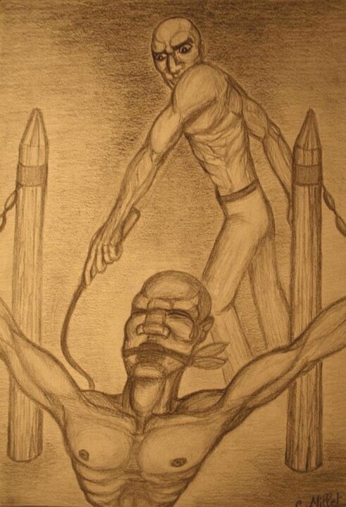 Drawing titled "Amistad / Slave" by Cindy Millet, Original Artwork, Pencil