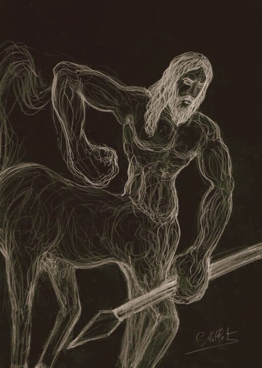 Dessin intitulée "Centaure Chiron" par Cindy Millet, Œuvre d'art originale, Autre
