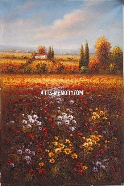 Painting titled "Tuscany Landscape S…" by Cindy Ye, Original Artwork, Oil
