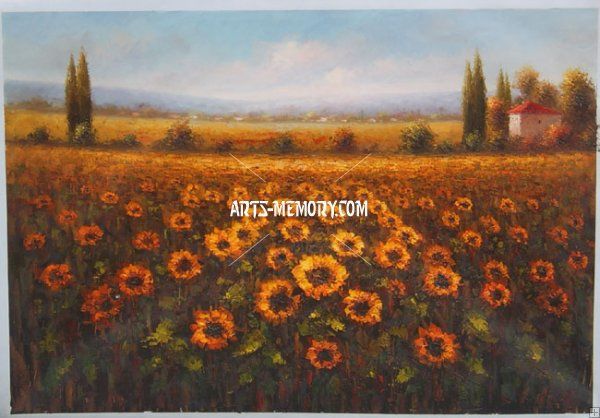 Painting titled "Tuscany Landscape S…" by Cindy Ye, Original Artwork, Oil