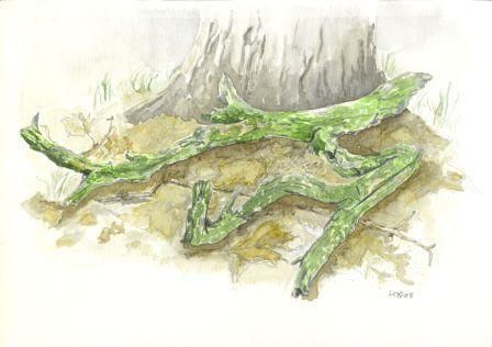 Pintura intitulada "Green Branch" por Cindy Krysac, Obras de arte originais