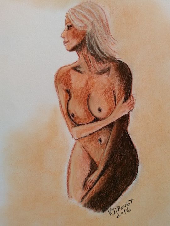 Dessin intitulée "0113-nu-506-2016.jpg" par Valérie Drouet, Œuvre d'art originale, Pastel