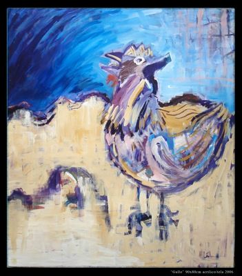 Peinture intitulée "gallo" par Diego Cíntora, Œuvre d'art originale