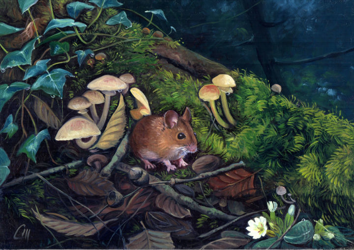 绘画 标题为“Wood mouse” 由Cinzia Marotta, 原创艺术品, 油